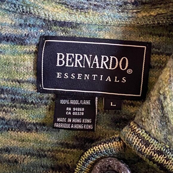 Bernardo Essentials Button Front Wool Coat Women's L Green Pockets Ranch Country - Picture 13 of 13